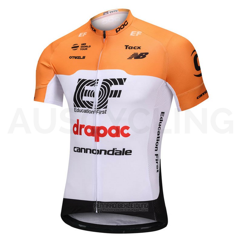 2018 Fahrradbekleidung Cannondale Drapac Wei und Orange Trikot Kurzarm und Tragerhose - zum Schließen ins Bild klicken